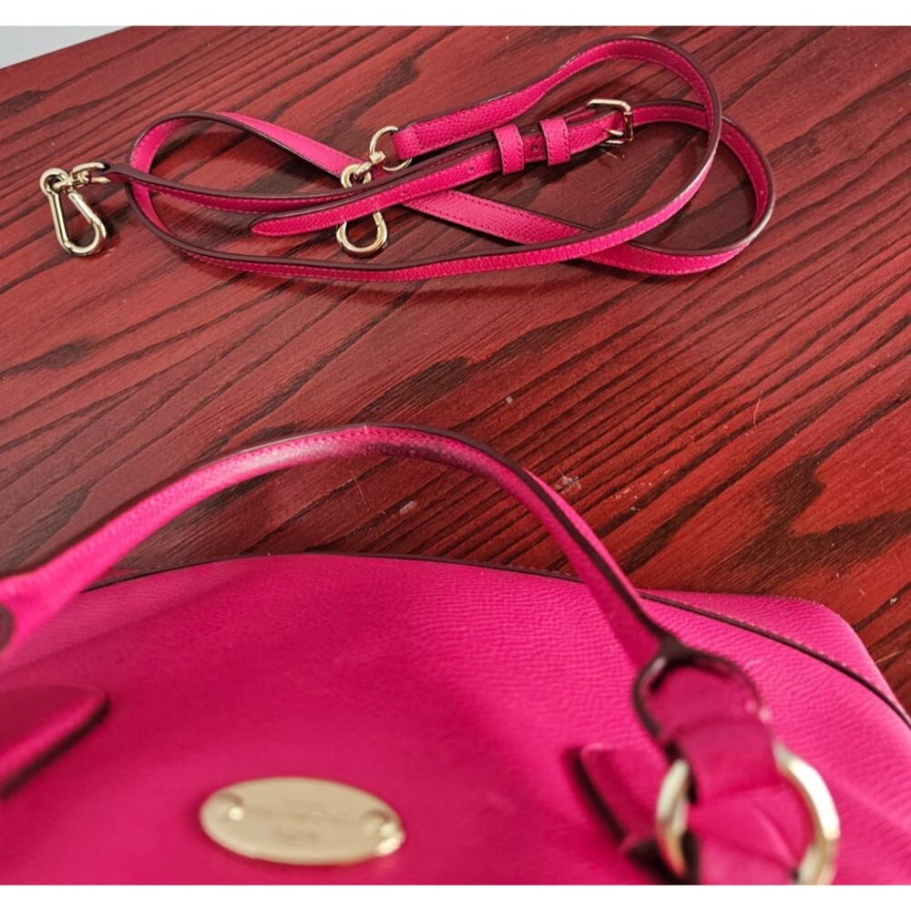 Coach Cora Dome Satchel Pink Crossgrain Leather Crossbody Gold Hardware - Picture 5 of 14